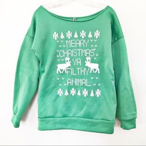 ‘Merry Christmas Ya Filthy Animal’ Sweatshirt | L
